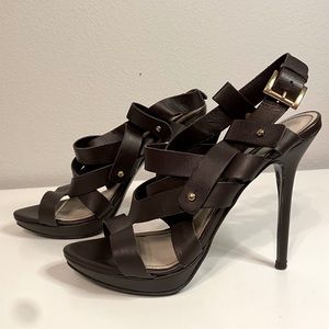 ZARA WOMAN COLLECTION Dark Brown Strappy Platform Heels SZ 40 9
